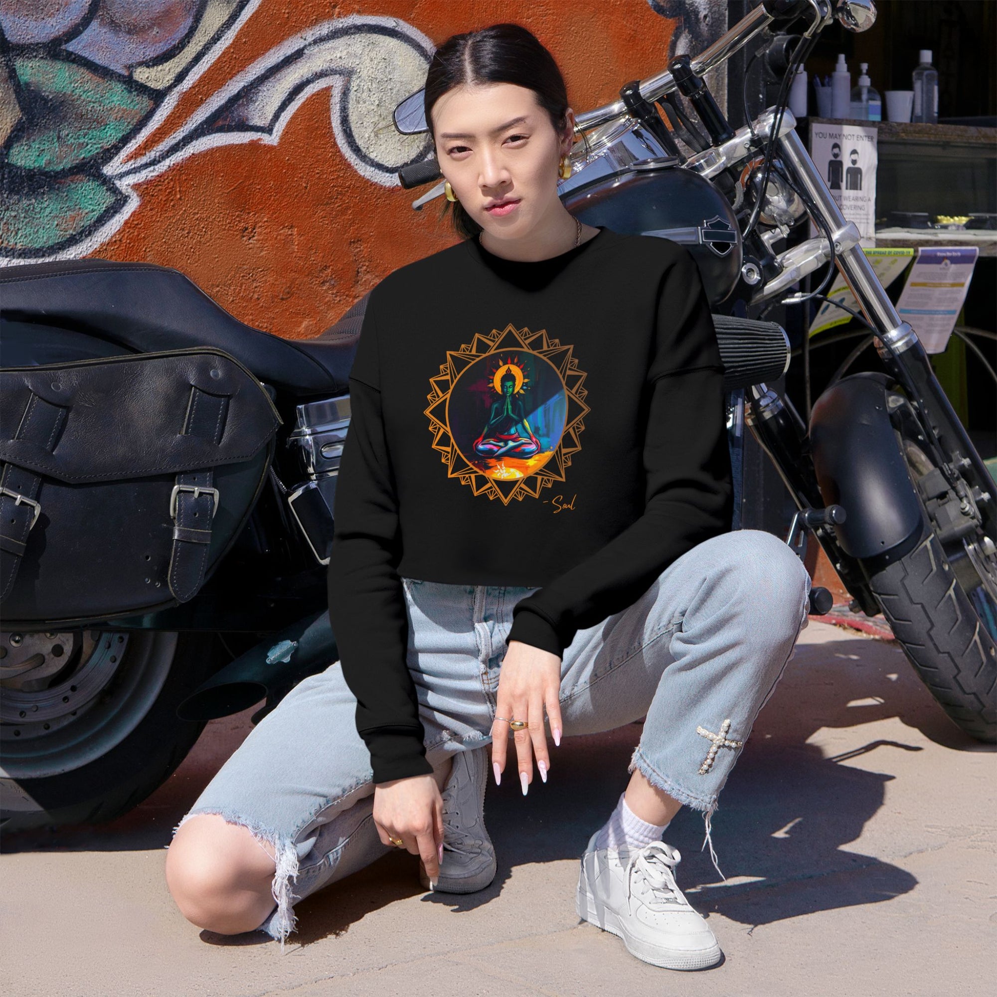 Lord Krishna Cropped Sweater